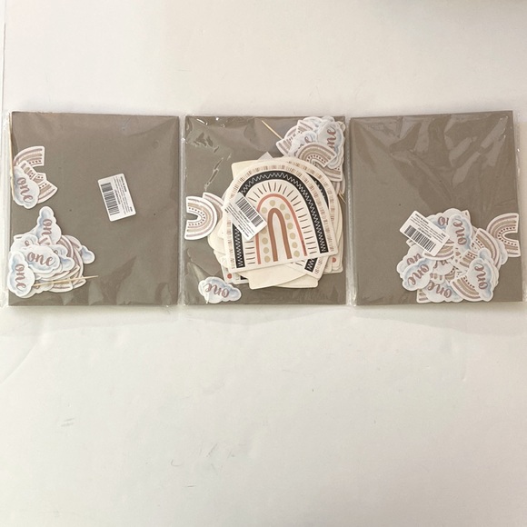 ONE boho birthday rainbow party decorations cupcake toppers - Picture 2 of 3